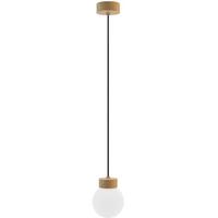 Hängeleuchte 8570145 Barrel-Orb 1 - Eiche - Eichefarben/Weiß, Design, Glas/Holz (13,5/150cm)