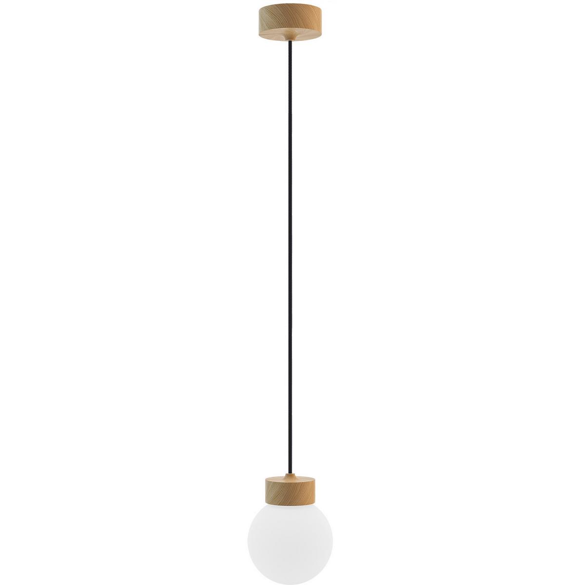 Hängeleuchte 8570145 Barrel-Orb 1 - Eiche - Eichefarben/Weiß, Design, Glas/Holz (13,5/150cm)