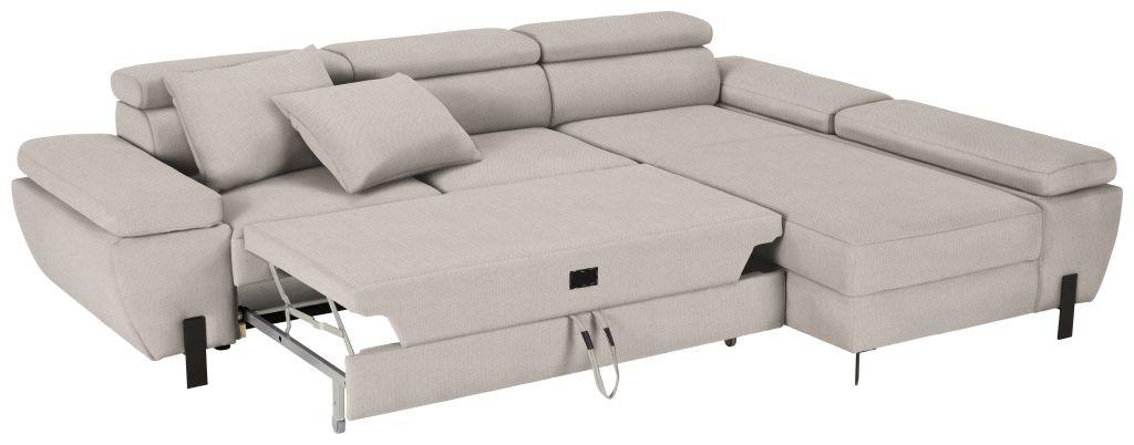 Rohová sedačka MILNA, pravá, béžová - černá/béžová, Moderní, kov/textil (277/189cm) - Mömax