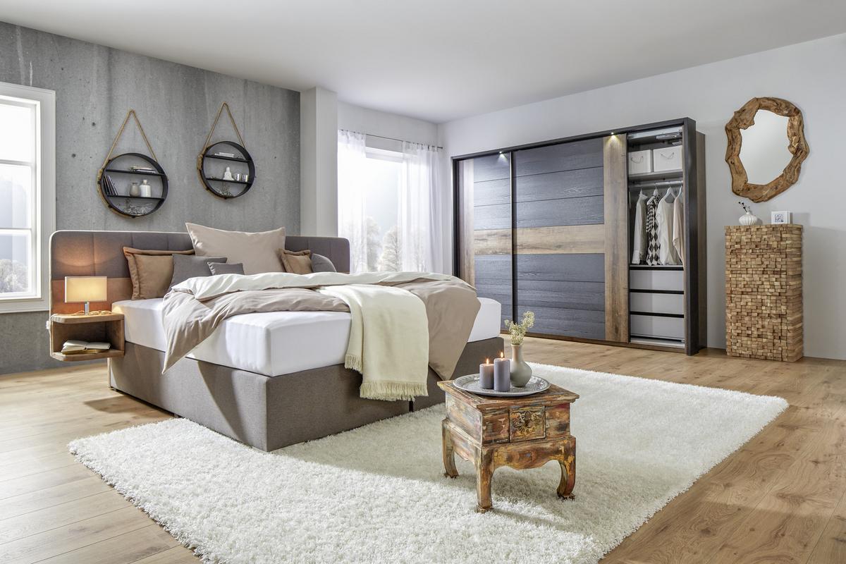 NÁSTĚNNÝ REGÁL MALIK - šedá/hnědá, Lifestyle, kov (59/95/11cm)