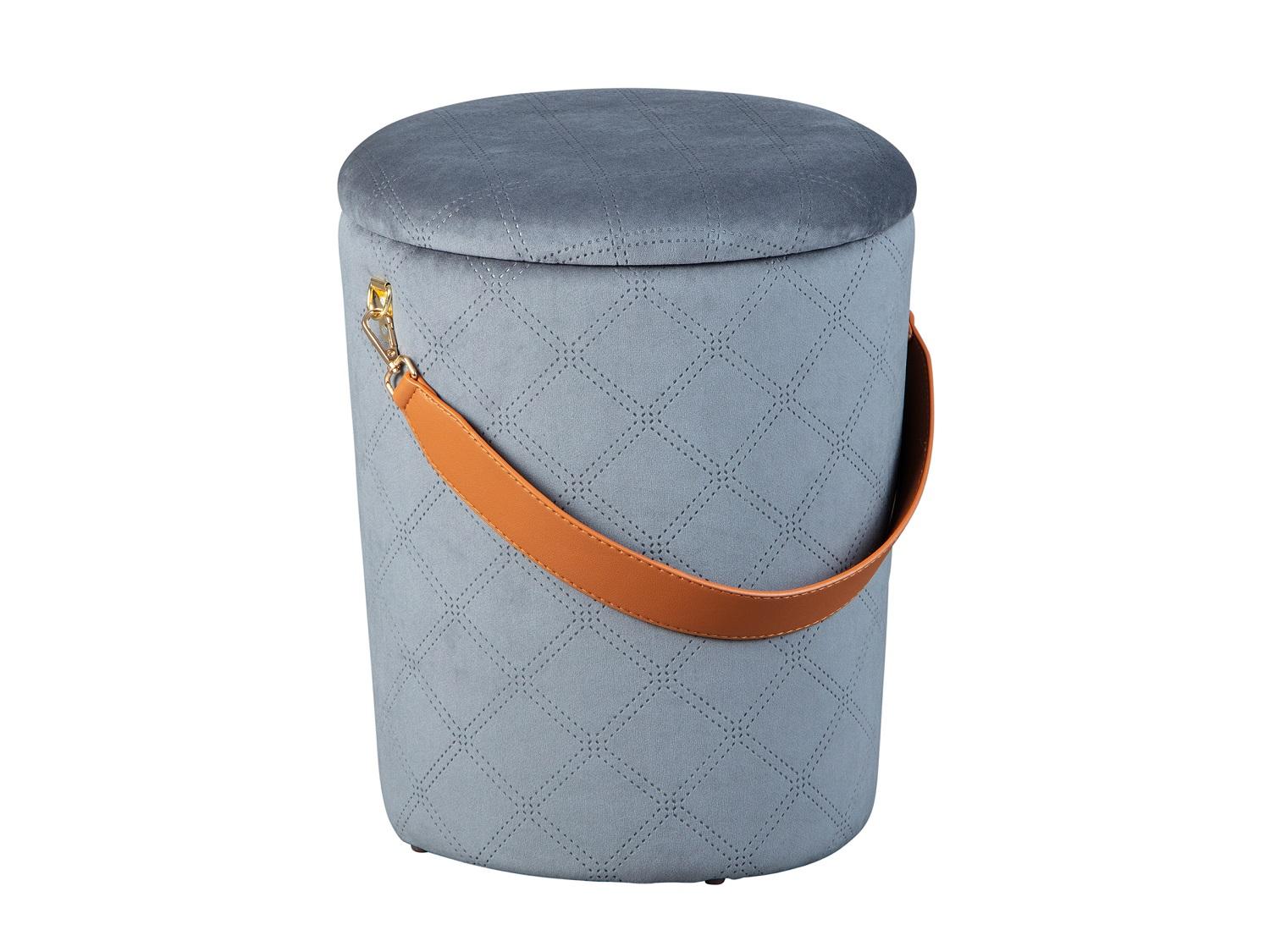 Hocker Nevis mit Stauraum Textil Grau H: 38 cm