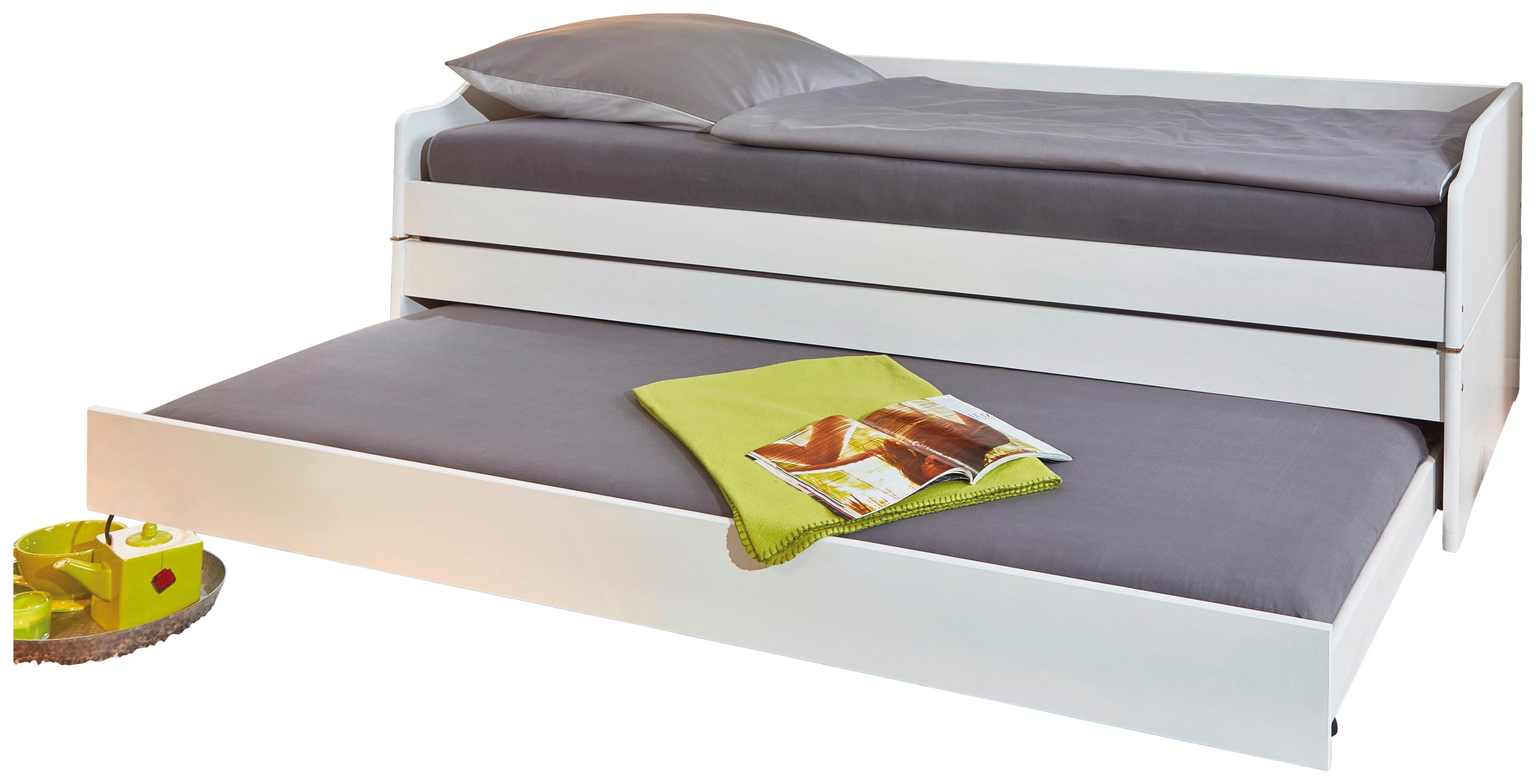 Ausziehbett mit Lattenrost Massiv 90x200 cm Lotar Weiß - Weiß/Naturfarben, KONVENTIONELL, Holz (90/200cm) - MID.YOU