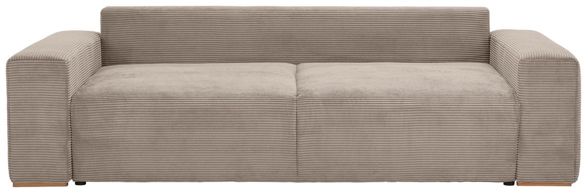 Schlafsofa Vouge Taupe Bettkasten, B: 255 Cm - Taupe/Buchefarben, KONVENTIONELL, Textil (255/86/123cm) - Livetastic