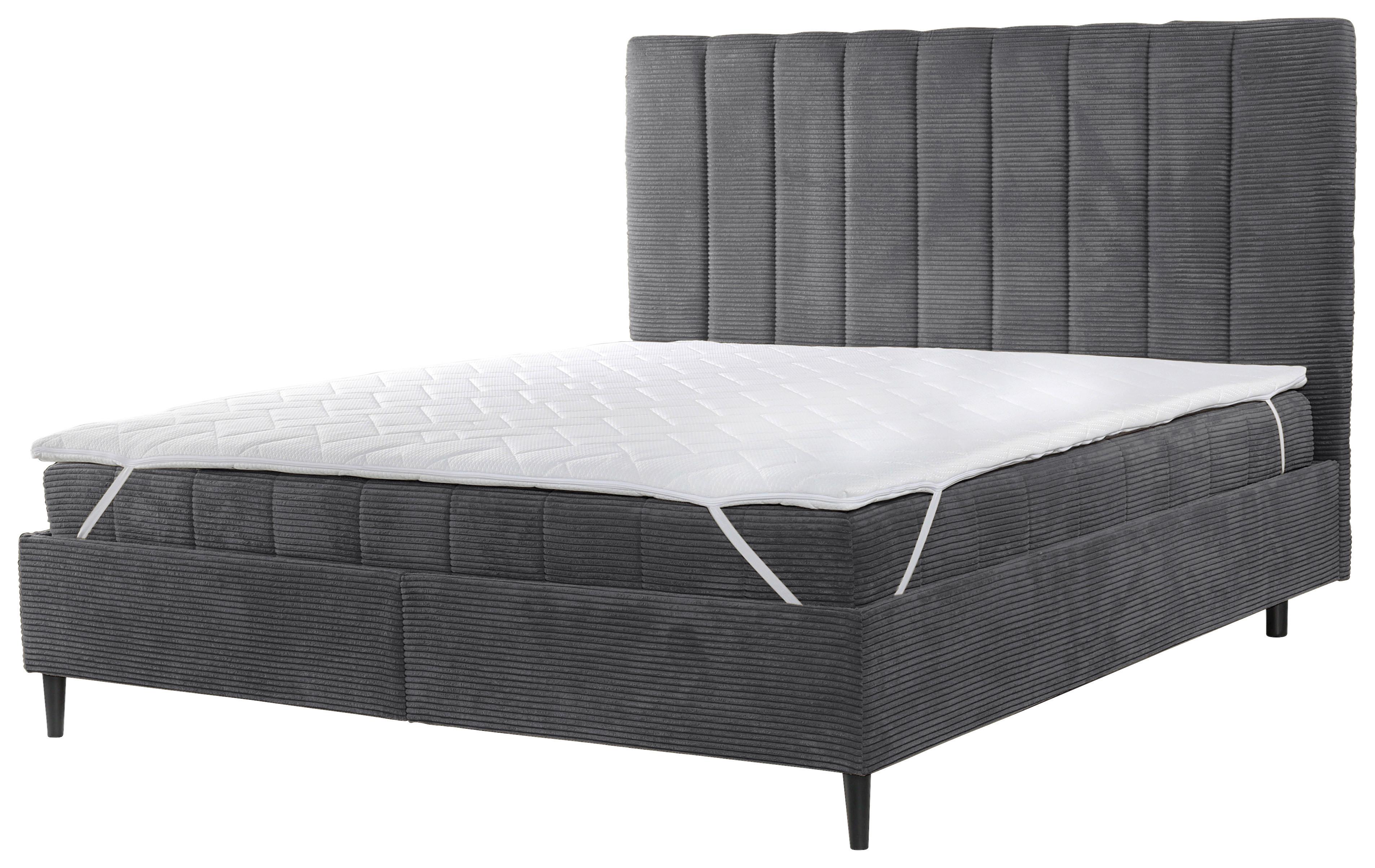 Polsterbett Mit Lattenrost Lacjo Grau 180x200 Cm - Creme/Schwarz, LIFESTYLE, Holz/Holzwerkstoff (180/200cm) - Livetastic
