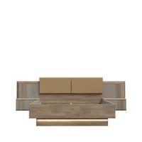 Ágy Savona - bézs/tölgyfa, Lifestyle, faalapú anyag (290,1/97,5/206,6cm)