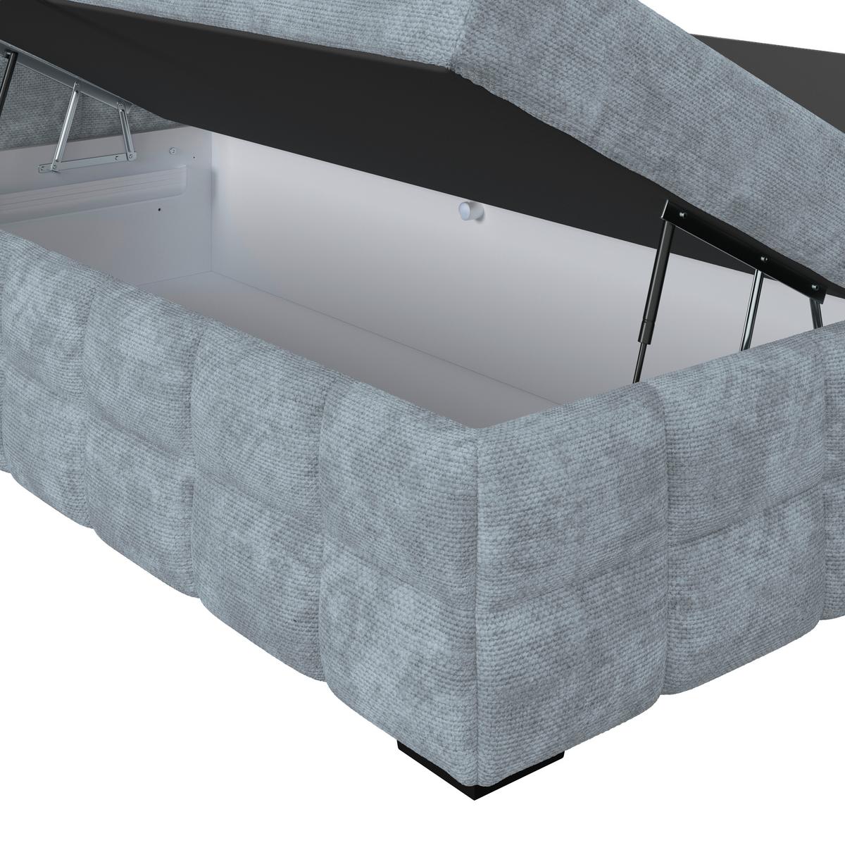 Čalouněná postel VEGA 180x200 cm, světle modrá - černá/světle modrá, Trend, dřevo/textil (180/200cm)