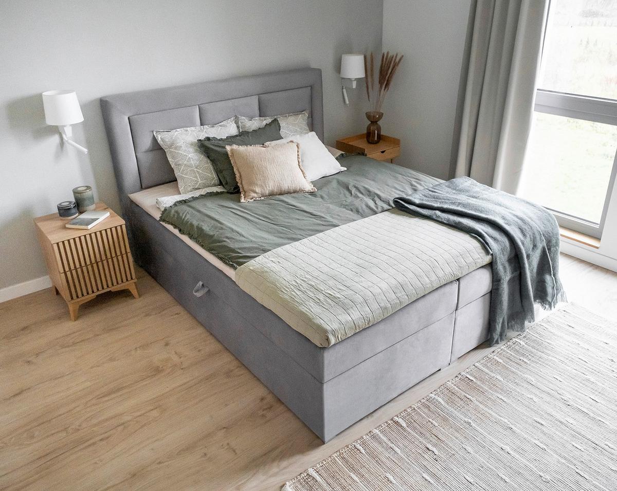Boxbett Vivre Hellgrau Lf: 180x200 cm - Silberfarben/Hellgrau, MODERN, Holz/Textil (180/200cm) - MID.YOU