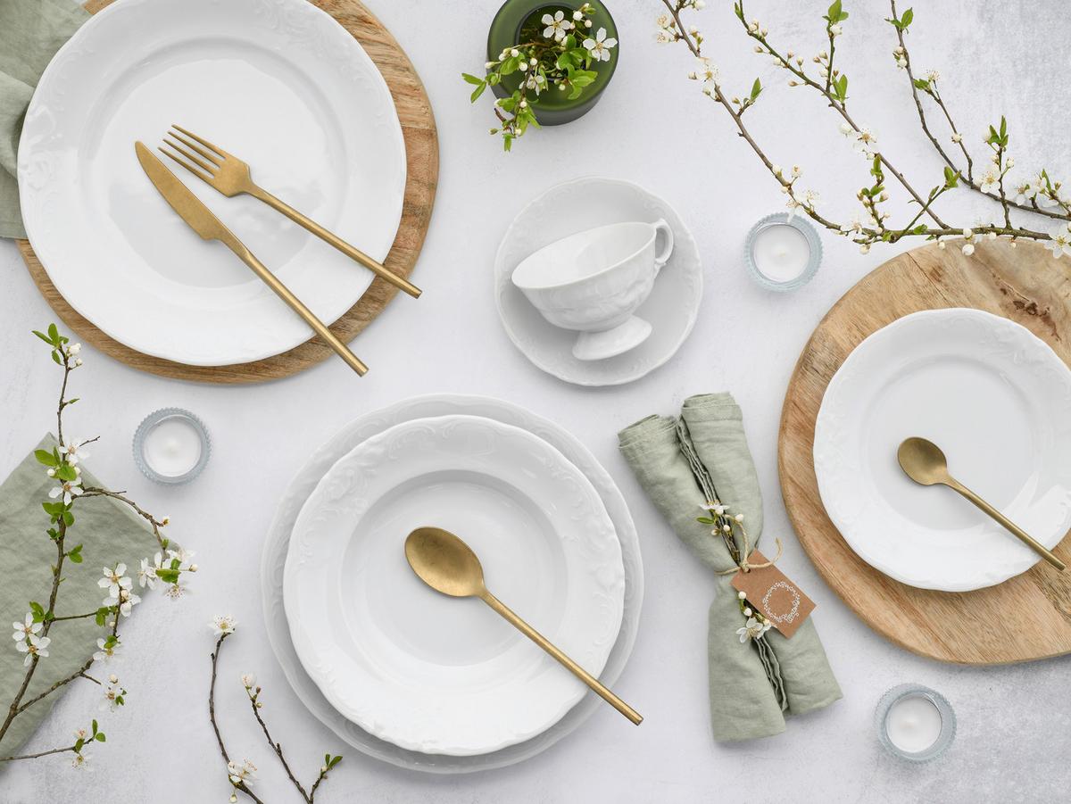 Kombiservice Frederike Weiss Porzellan, 6 Pers., 30-teilig - Weiß, Basics, Keramik - Creatable