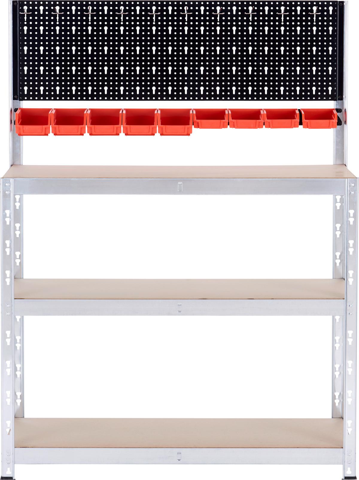Werkbank Metall Naturfarben B: 40 Cm Höhenverstellbar - Rot/Silberfarben, MODERN, Holzwerkstoff/Kunststoff (100/40/136cm) - Homezone