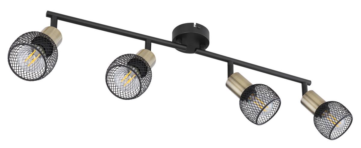 Strahler Fiastra 4-Flammig verstellbar L: 60 cm - Schwarz, Basics, Metall (60/8/15cm) - Globo