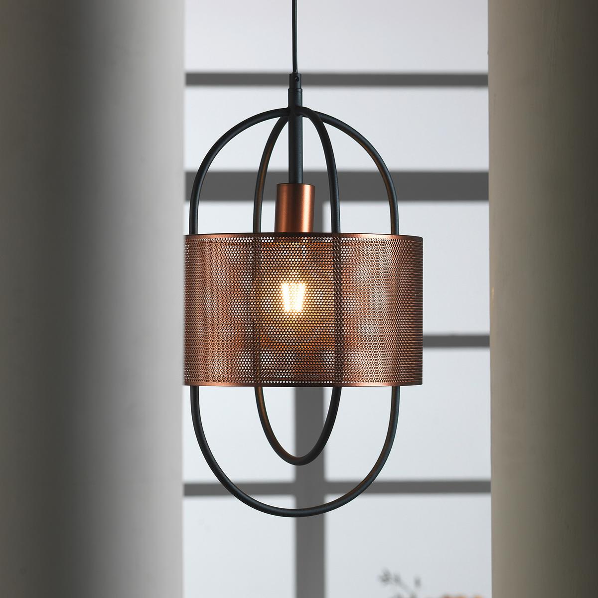 Hängeleuchte 5003/S - Schwarz/Kupferfarben, Design, Metall (28/100cm)