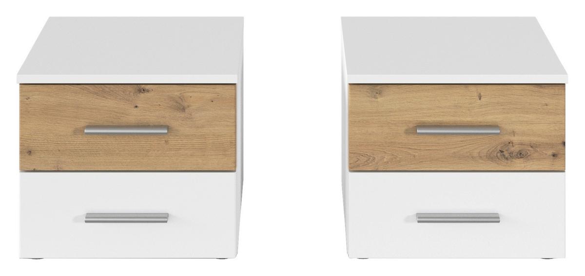 Schwebetürenschrank Mit Spiegel 261cm, Weiß/Eiche - Weiß/Eiche Artisan, KONVENTIONELL, Holzwerkstoff (261cm)