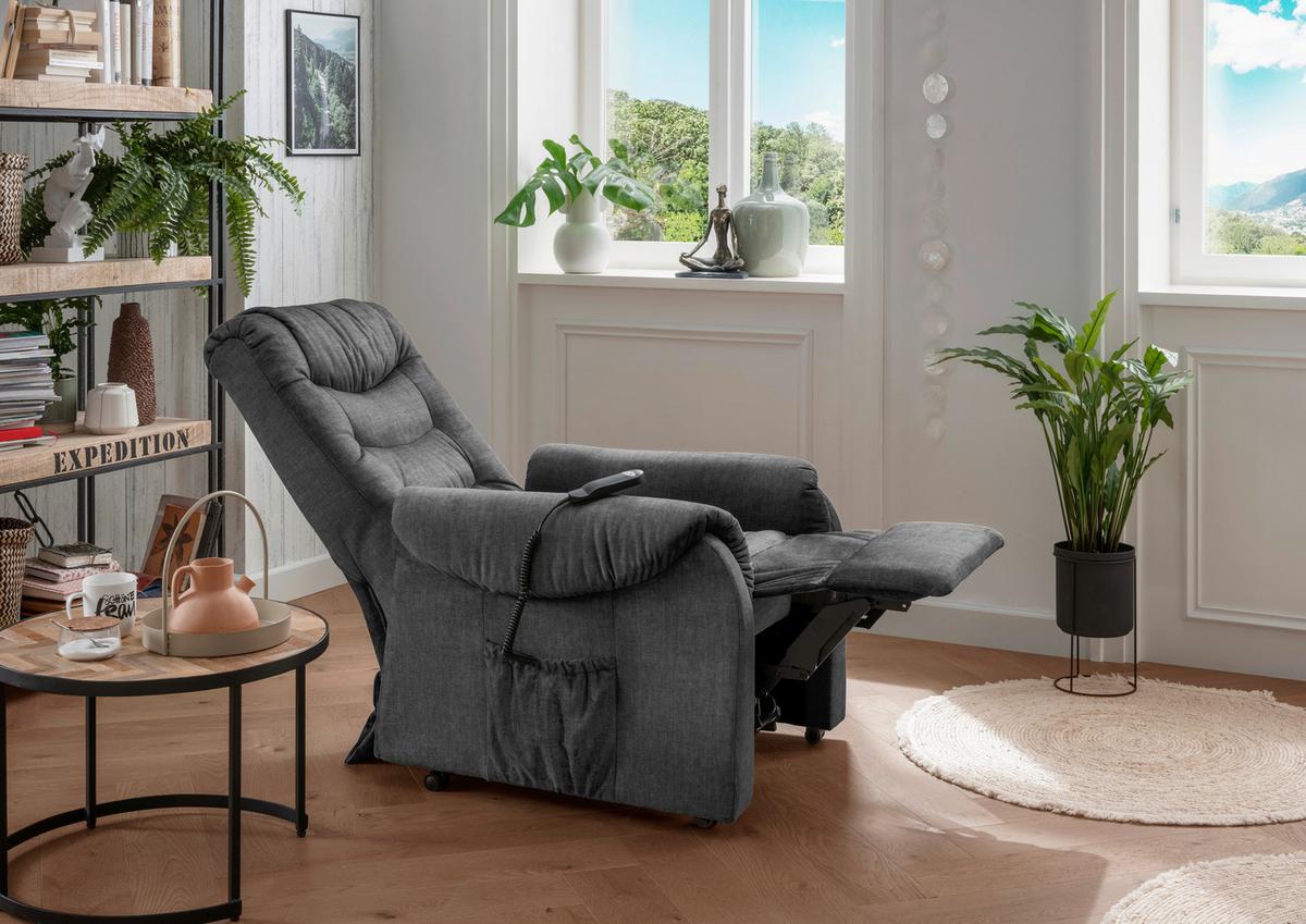 Fernsehsessel Nino Dunkelgrau B: 76 Cm - Dunkelgrau/Schwarz, Design, Textil (76/106/94cm) - Livetastic