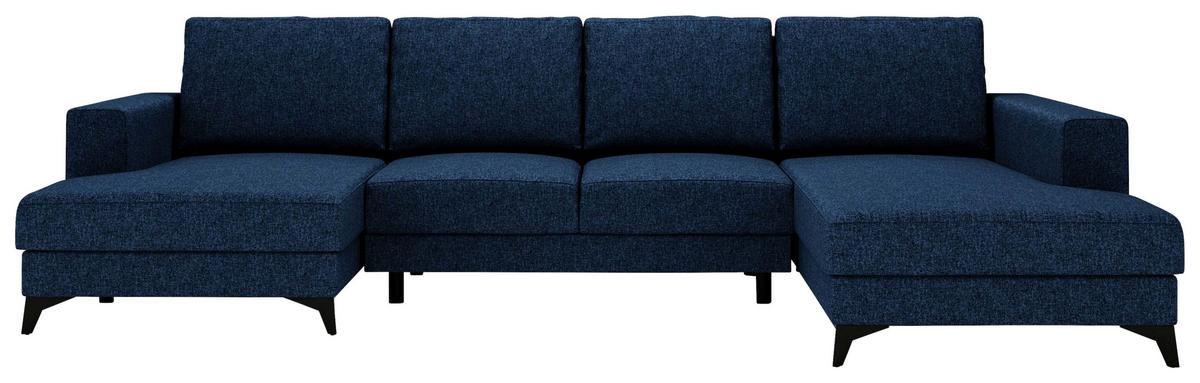Harvey U Blau U: 156x339x190 Cm - Blau/Schwarz, Design, Textil (156/339/190cm) - Livetastic