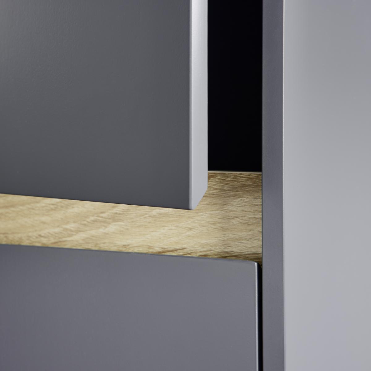 Vysoká skrinka MASSIMO tm.sivá/drevodekor - strieborná/tmavosivá, Modern, plast (33/175/30cm) - Bessagi Home