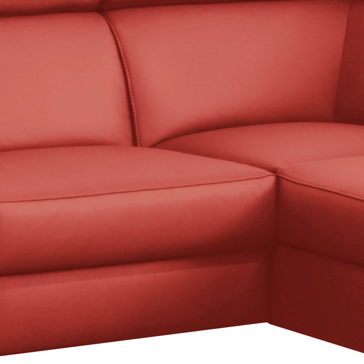 Ecksofa Lince Rot S: 257x197 Cm - Chromfarben/Rot, Design, Leder/Textil (257/197cm) - Livetastic