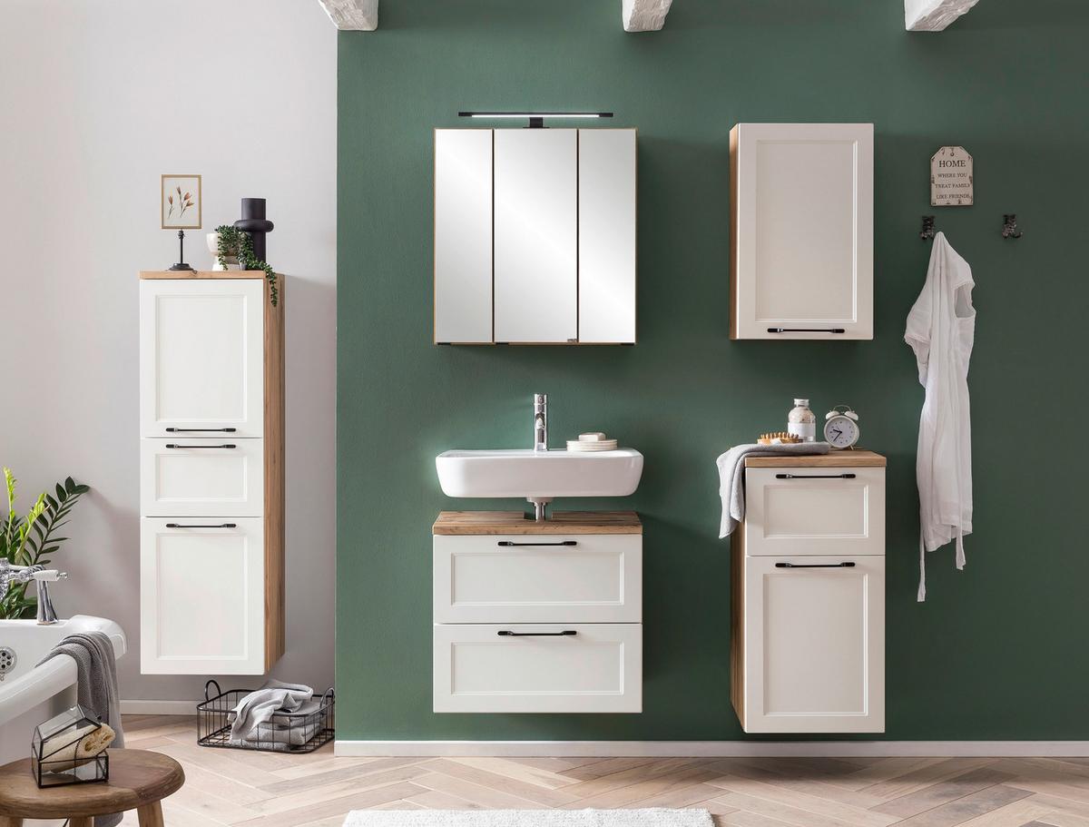 Skříňka pod umyvadlo ELMAU -EXKLUSIV- - bílá/černá, Romantický / Rustikální, kov/kompozitní dřevo (60/55/35cm) - Mömax