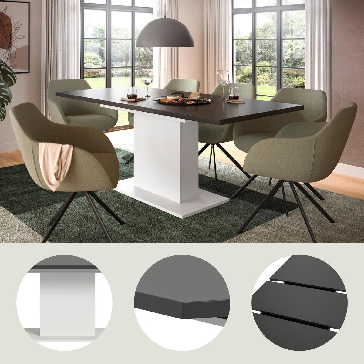 JEDÁLENSKÝ STÔL MARLON 150 AZ - sivá/biela, Konventionell, kompozitné drevo (150-190/90/76cm) - MID.YOU