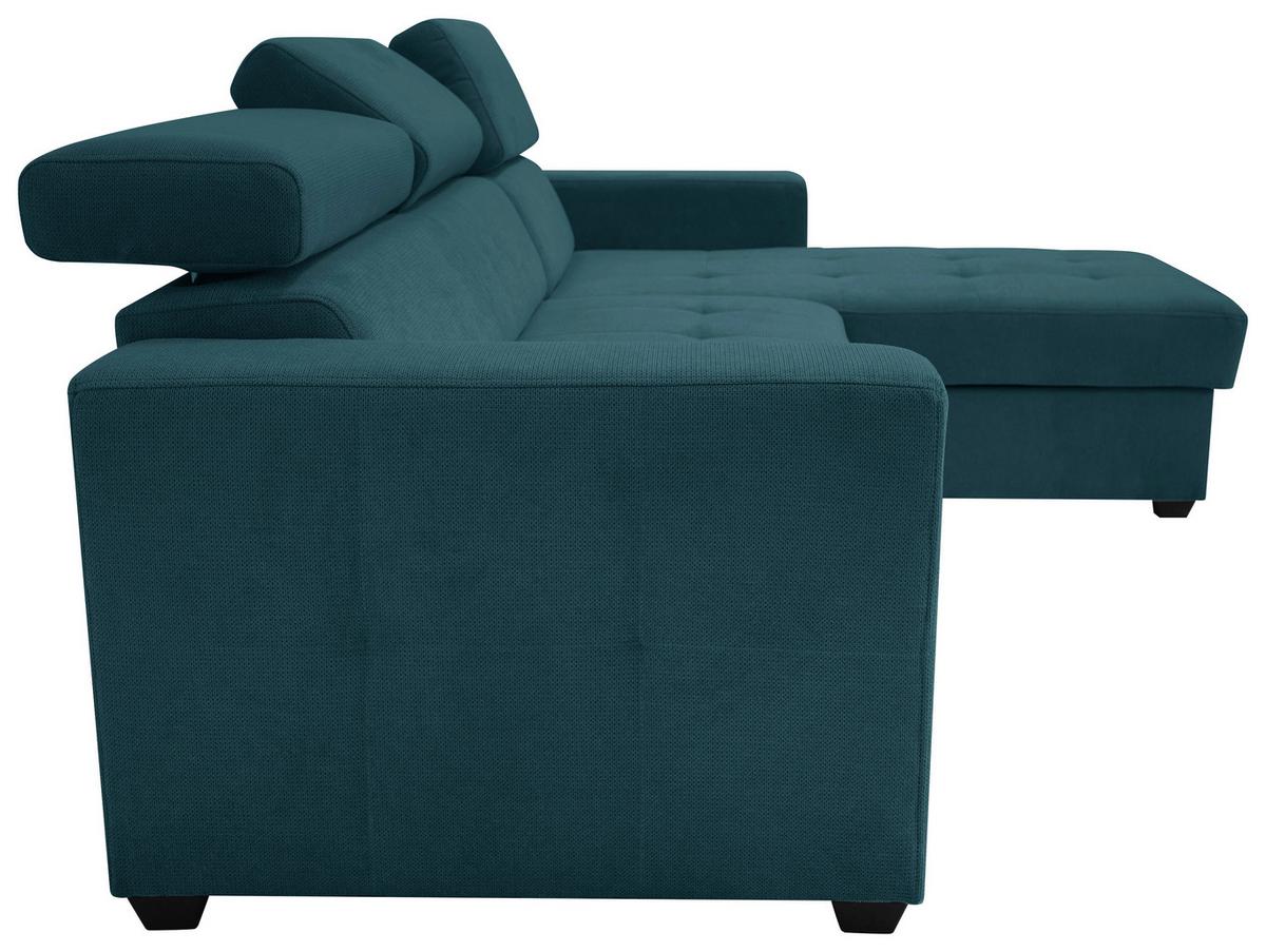 Rohová sedačka MARCO, obojstranná, petrolejový velúr - čierna/petrolejová, Konventionell, kov/drevo (238/78-94/170cm)