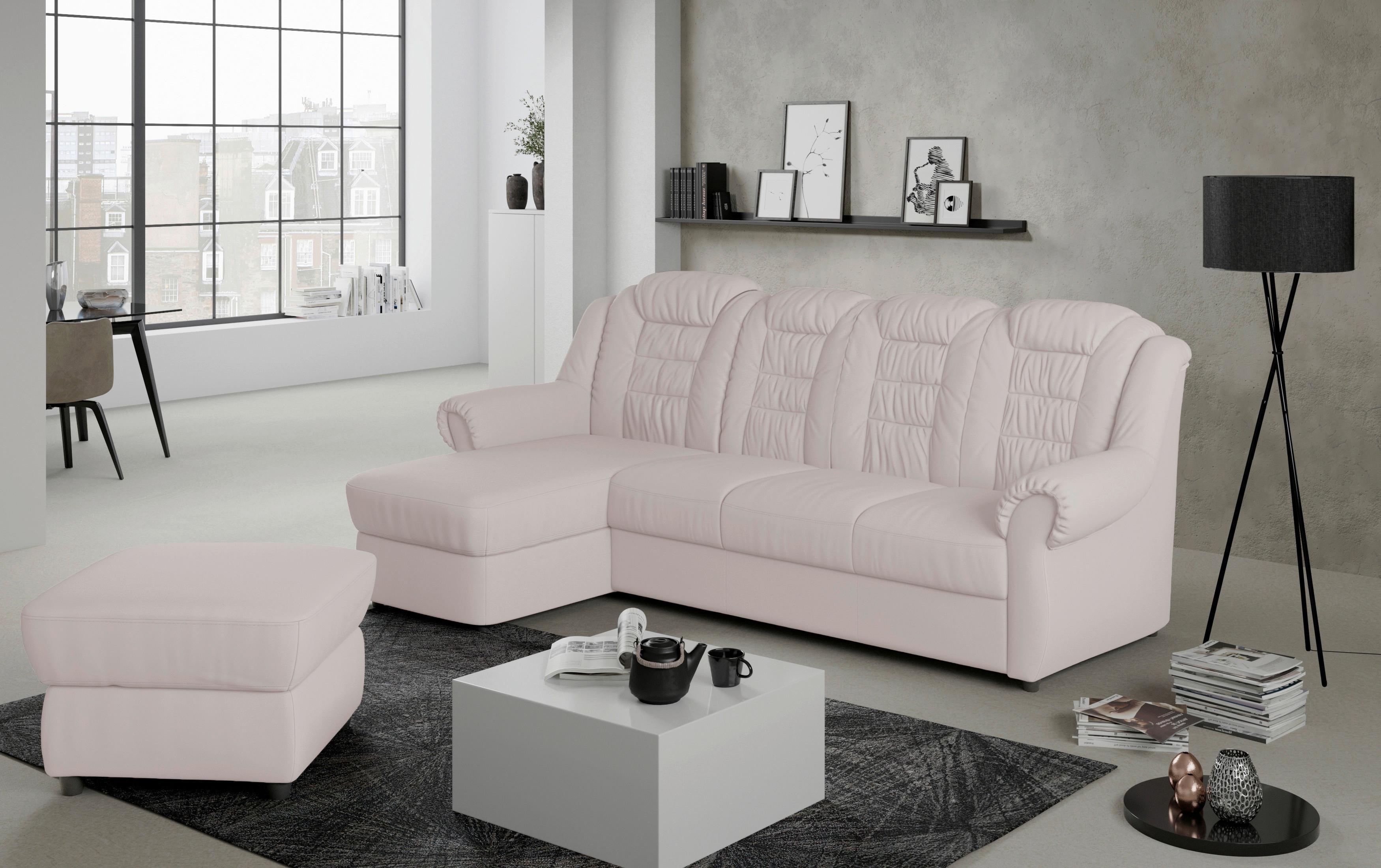 Ecksofa Boston Hellgrau Lederlook - Hellgrau/Schwarz, KONVENTIONELL, Textil (165/262cm) - Livetastic