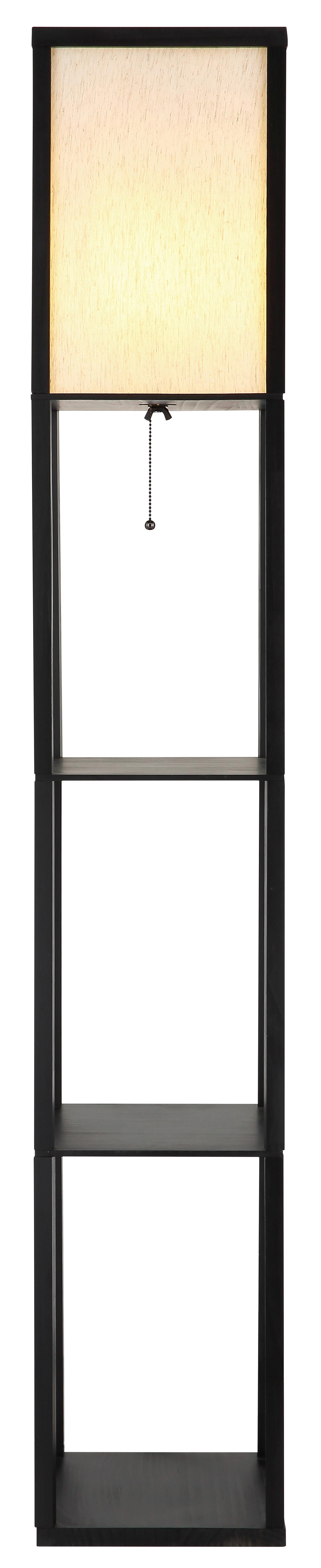 STEHLEUCHTE Exkl. 1xE27, 60W - Schwarz/Naturfarben, Design, Holz/Textil (26/26/159cm) - Globo