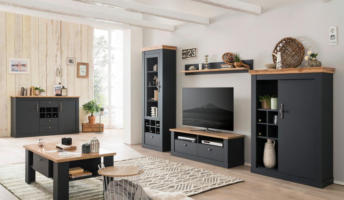 Sideboard Catania Anthrazit/Eiche Dekor B: 169cm - Anthrazit/Eiche Wotan, Design, Holzwerkstoff (169/104/45cm) - MID.YOU