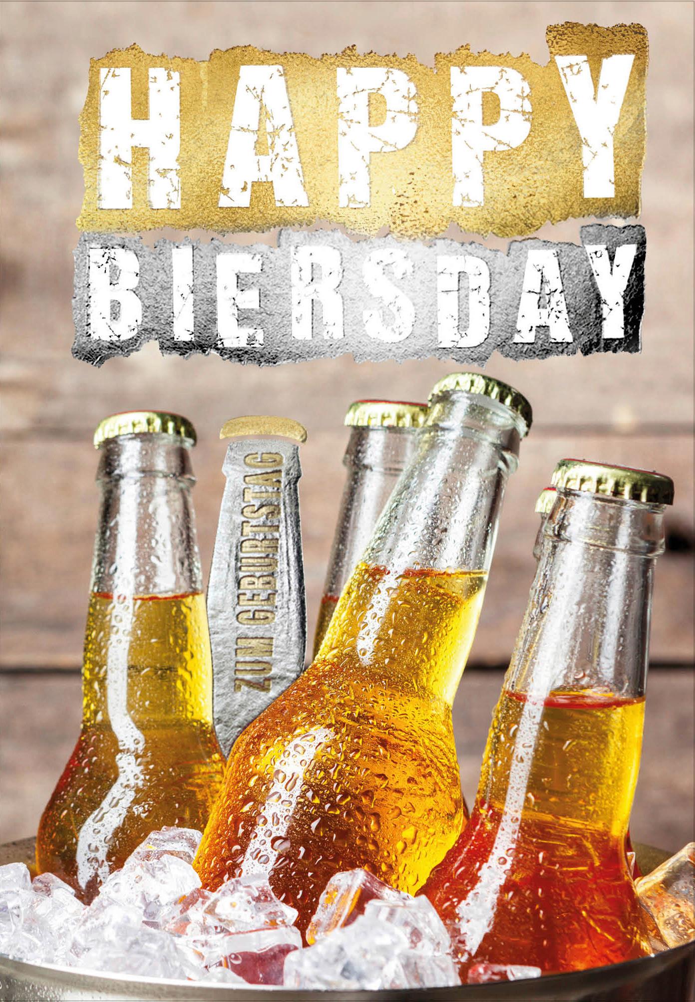 Billett Geburtstag Bier - Multicolor, Basics, Papier/Kunststoff (12/18/2cm)