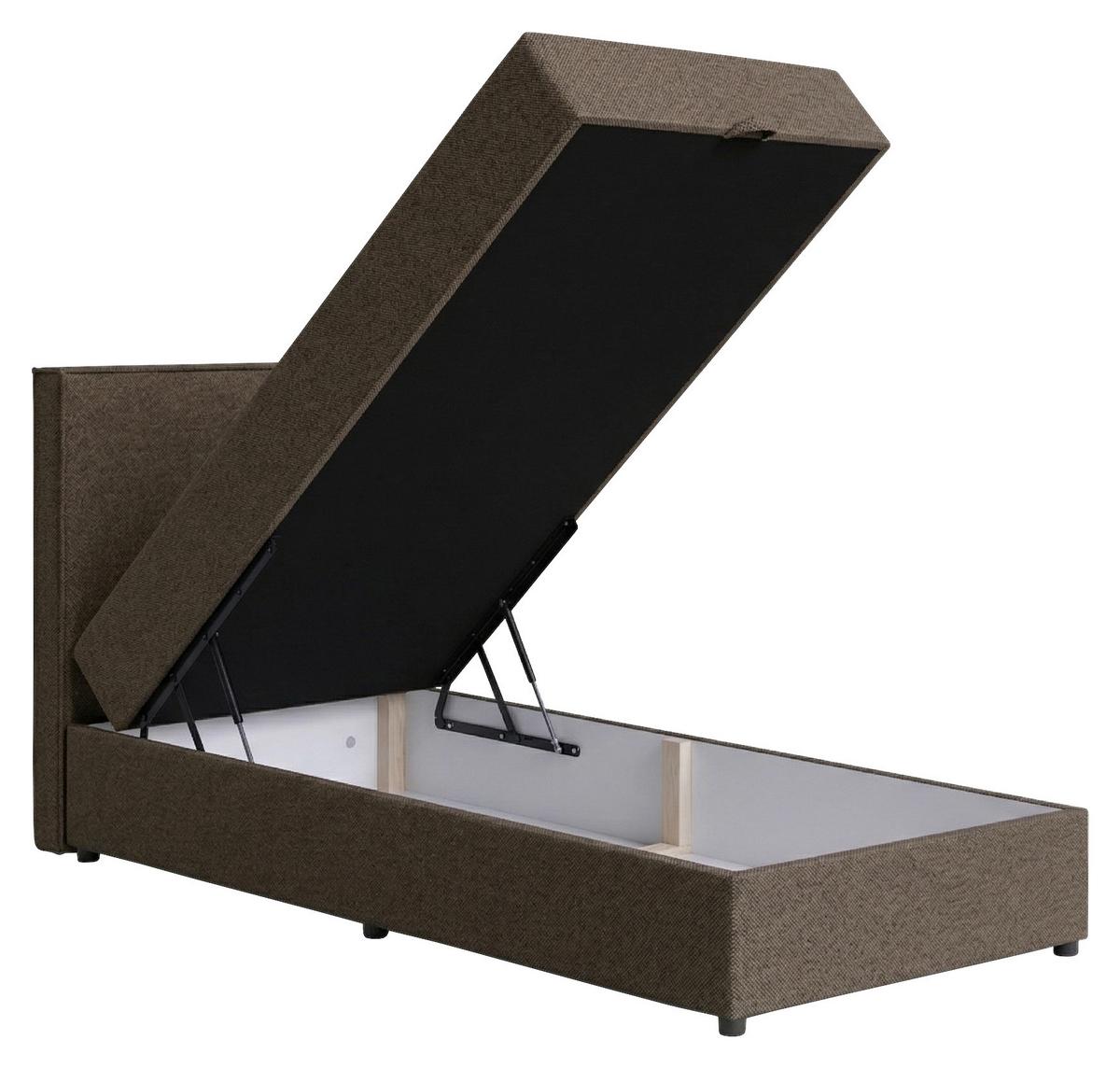 Boxspringbett Naxos 100x200 Soul 2 Braun - Schwarz/Braun, MODERN, Holzwerkstoff/Textil (100/200cm)