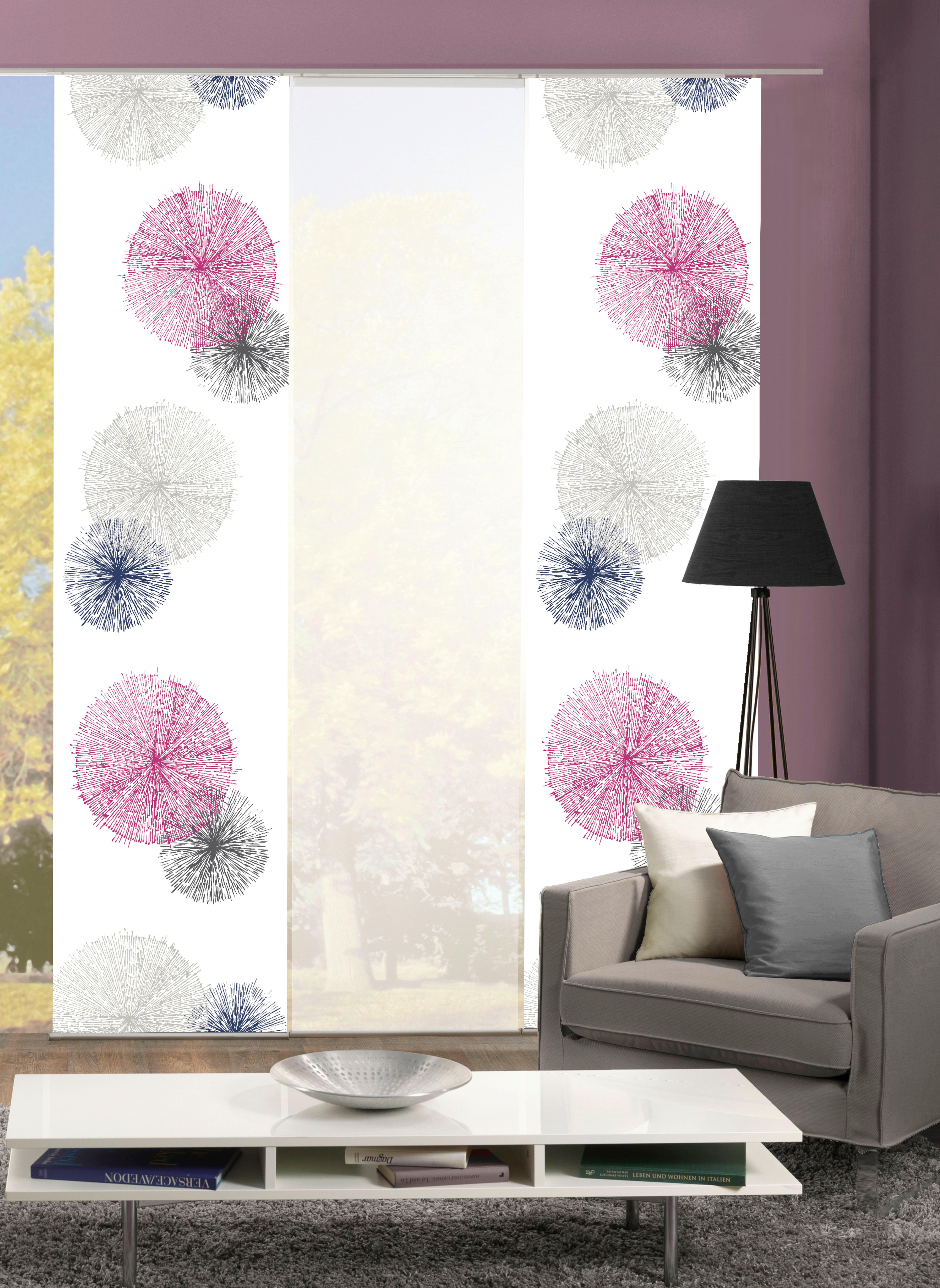 Flächenvorhang 3-tlg. Rawlins B: 60 Cm, Flieder, Blickdicht - Flieder, Basics, Textil (60/245cm)