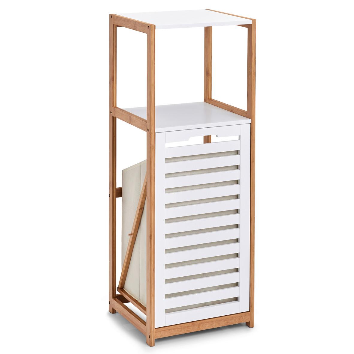 Standregal Bambus Naturfarben/Weiß, Holz - Naturfarben/Weiß, Basics, Holz (36,3/33/98cm) - Zeller Present