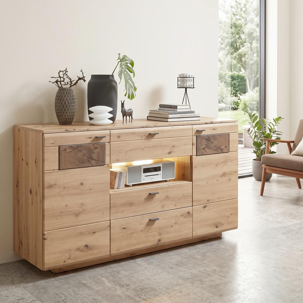 SIDEBOARD MADERA II 40A6HH20 - Eichefarben/Graphitfarben, MODERN, Holzwerkstoff (175/98/47cm) - Livetastic