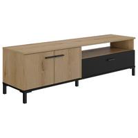 TV-Element Trust Eiche Dekor/Schwarz, B: 160cm - Eichefarben/Schwarz, MODERN, Holzwerkstoff (160/47/40cm) - MID.YOU