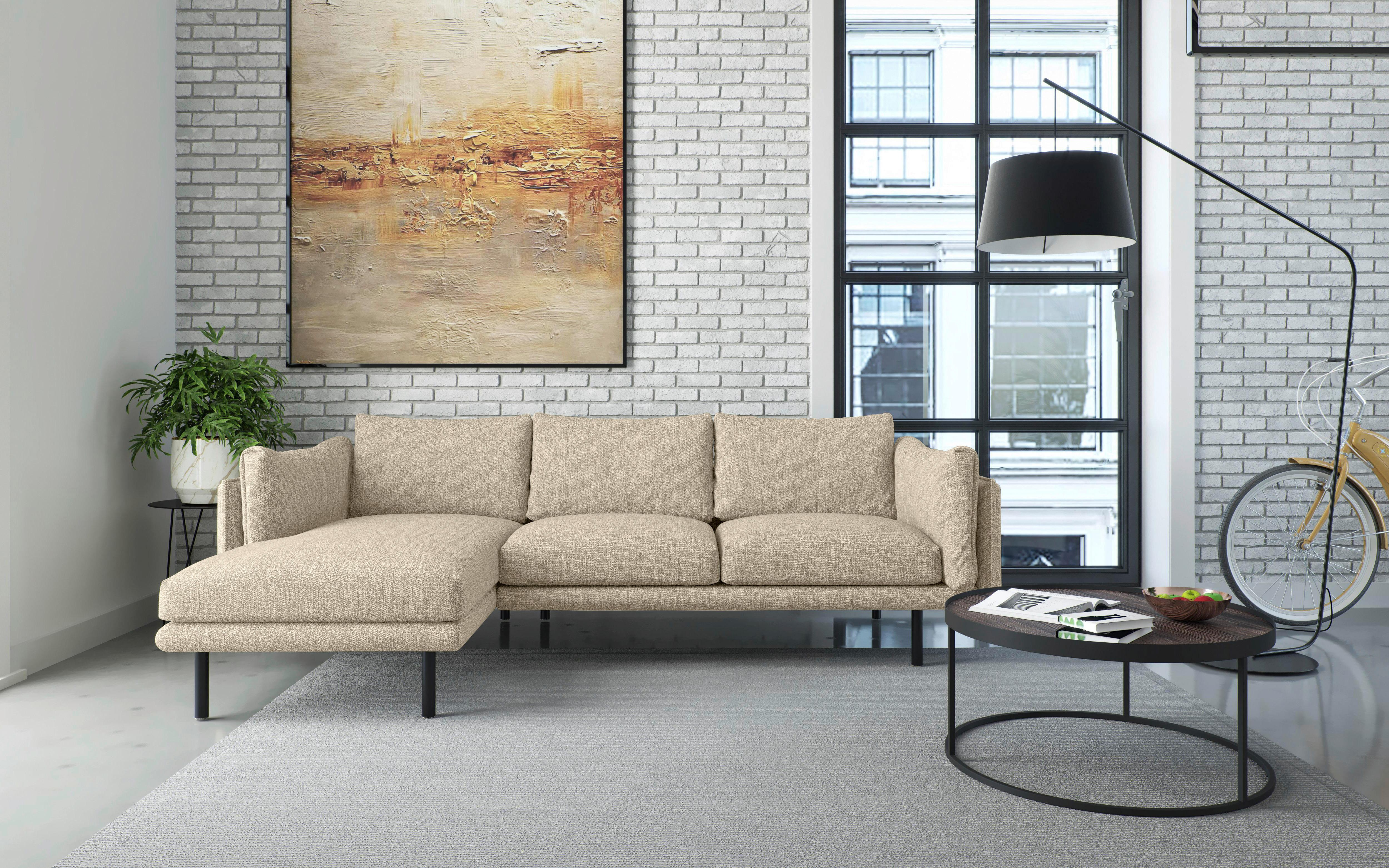 Ecksofa Salama - Beige/Schwarz, Design, Textil (160/268/100cm) - Livetastic