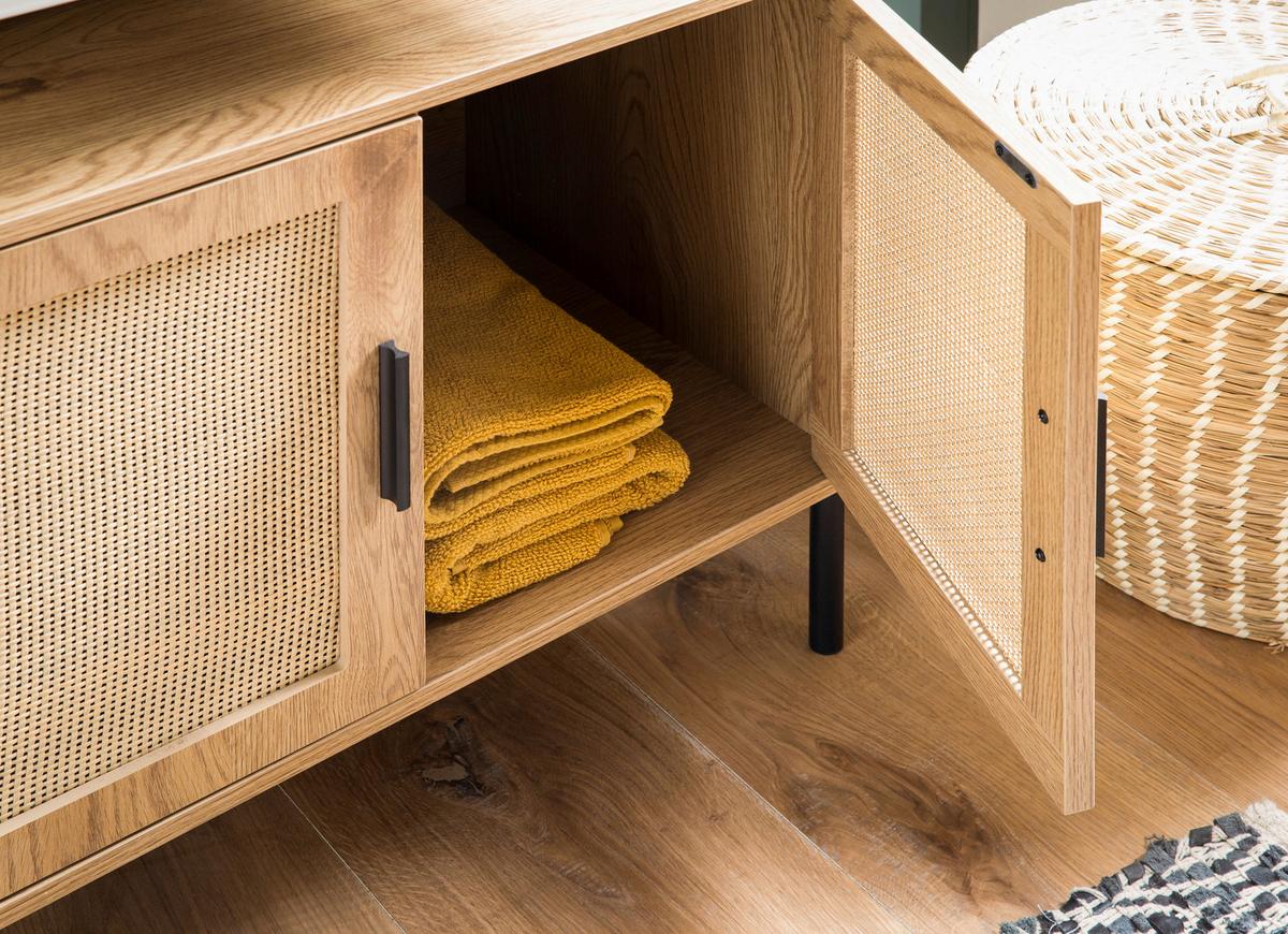Waschbeckenunterschrank Eichefarben Dekor B: 60 cm - Eichefarben/Schwarz, Design, Holzwerkstoff (60/60/40cm) - MID.YOU