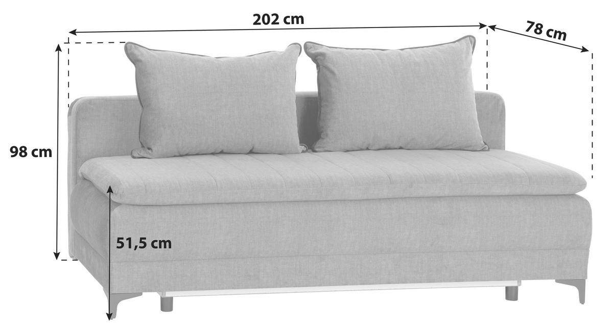 Boxpring Kanapé Emily - grafitszürke, Modern, textil (202/98/75,5cm) - Ondega