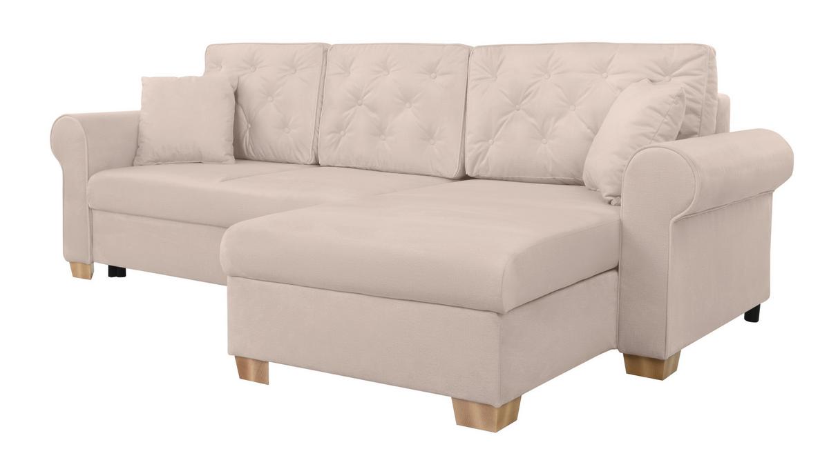 Ecksofa Arles, Beige 1 S: 266x161 Cm - Beige/Buchefarben, Design, Textil (266/161cm) - MID.YOU