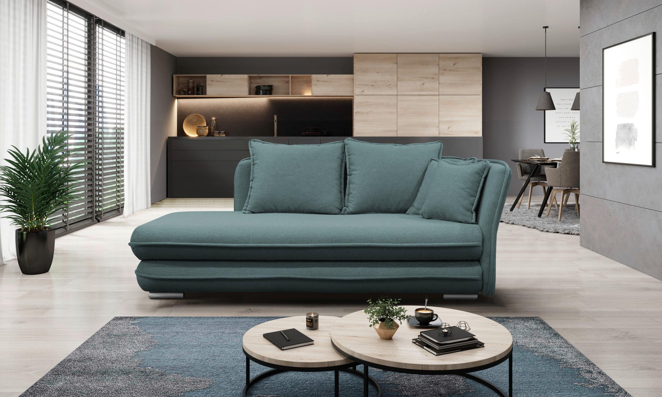 Relaxliege Latte L: 224 Cm Petrol Mit Bettkasten - Silberfarben/Petrol, Design, Textil (224/84/99/107cm) - MID.YOU