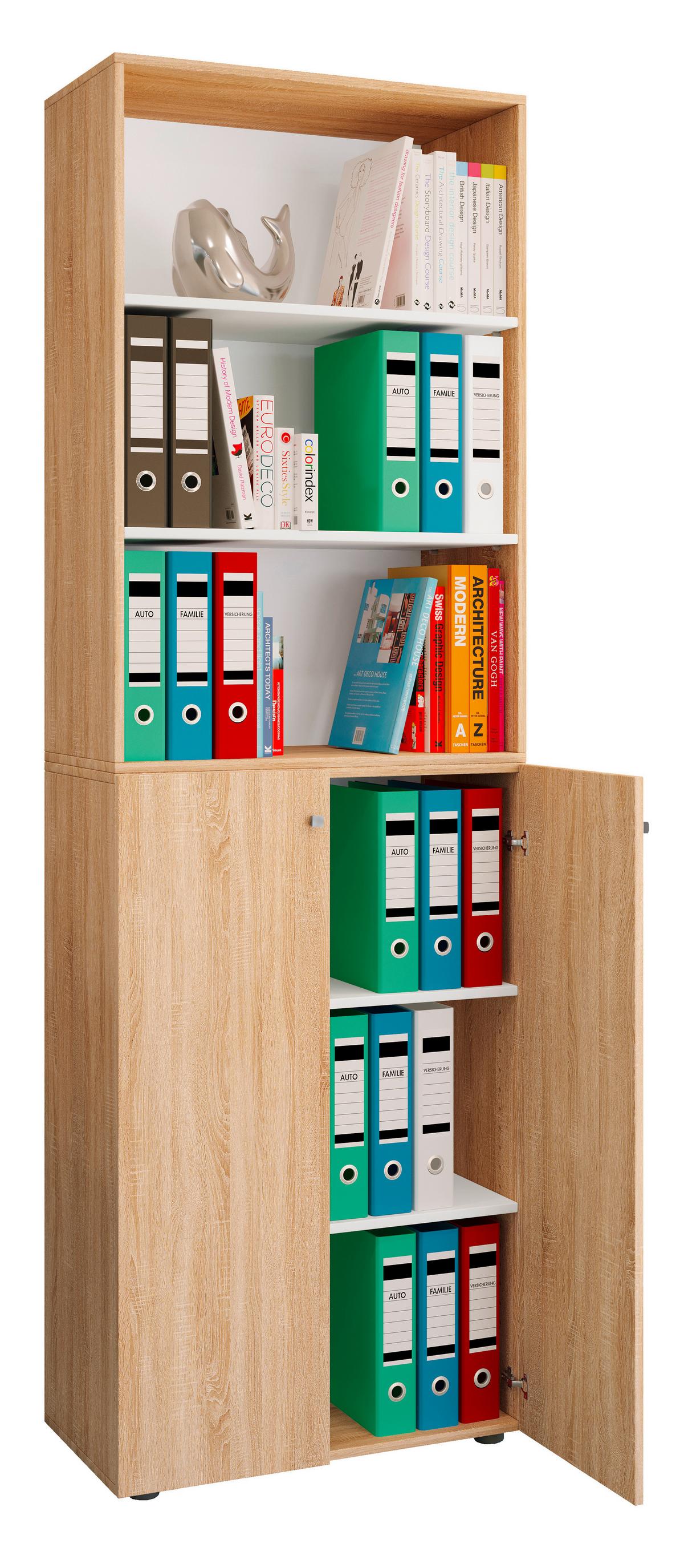 Aktenschrank Lona Eiche Dekor B: 70 cm - Weiß/Sonoma Eiche, Design, Holzwerkstoff (70/220/39cm) - MID.YOU