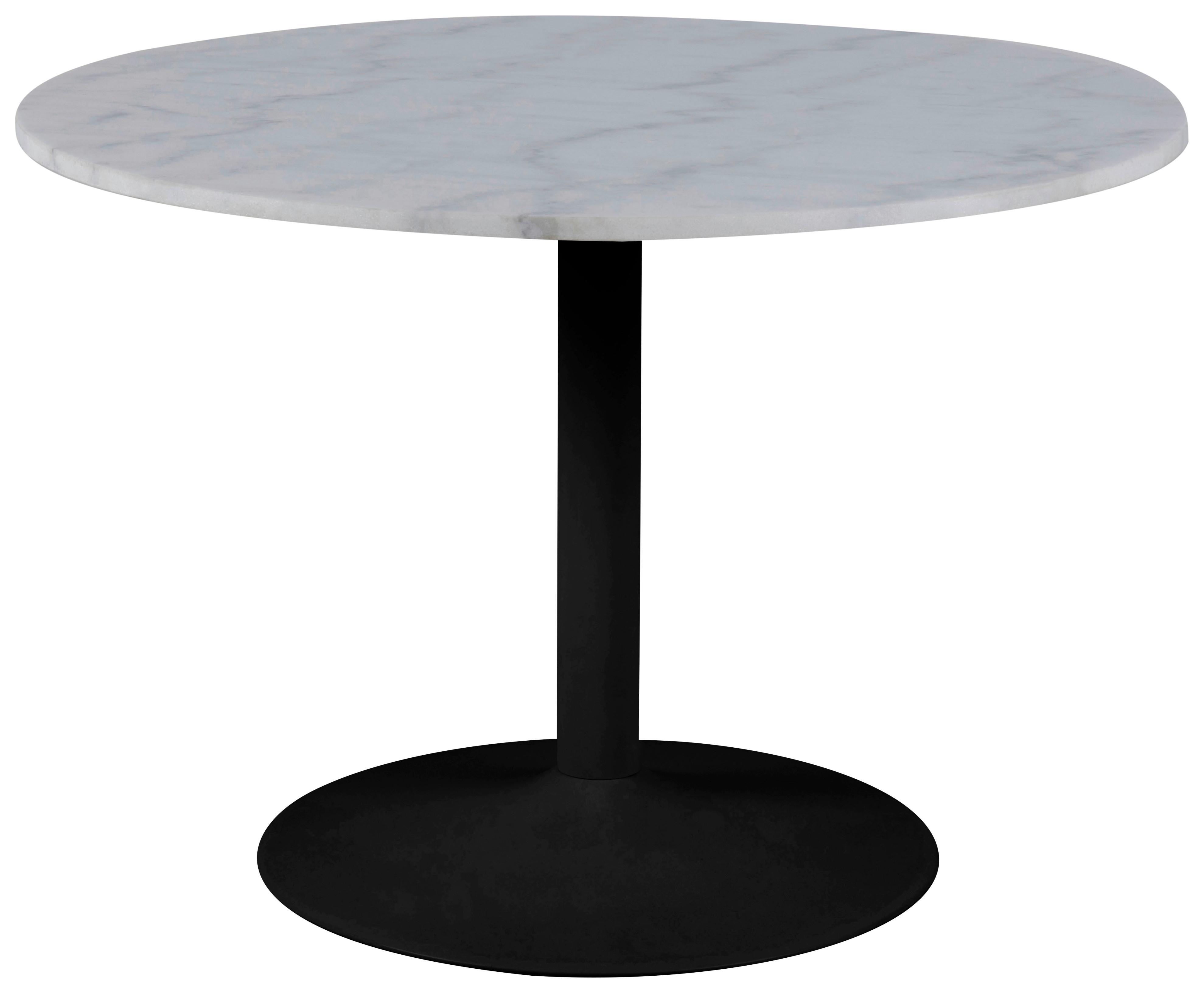 Esstisch Rund Tarifa Ø 110 cm Marmor Weiß/Schwarz - Schwarz/Weiß, Trend, Stein/Metall (110/110/75cm) - Livetastic