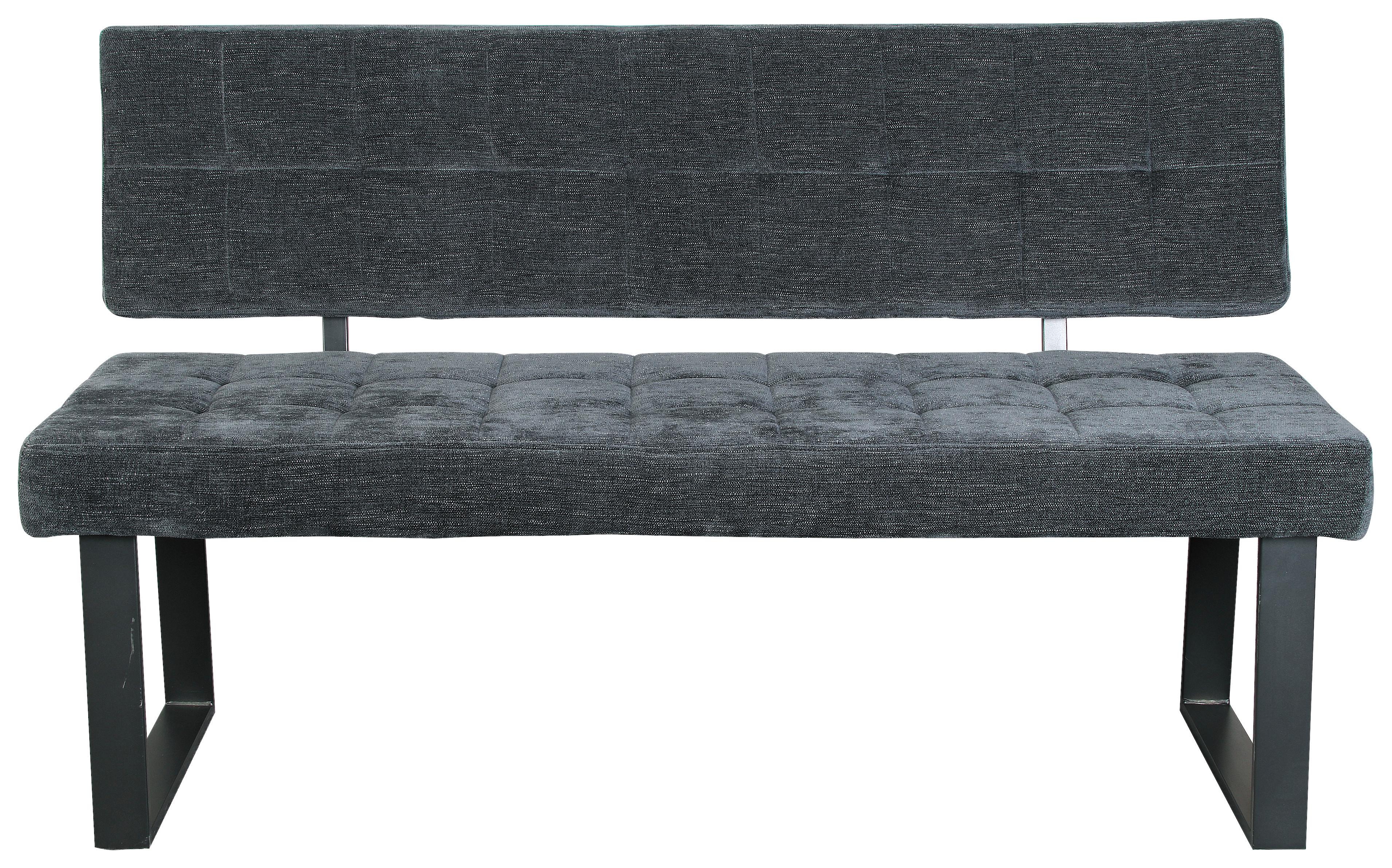 Sitzbank mit Lehne Dunkelgrau Volda 140x85 cm - Dunkelgrau/Schwarz, MODERN, Textil/Metall (140/85/56cm) - MID.YOU