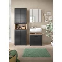 Badezimmer Ice Schwarz/Eiche Dekor B: 120cm - Eiche dunkel/Schwarz, Basics, Holzwerkstoff (120cm) - MID.YOU
