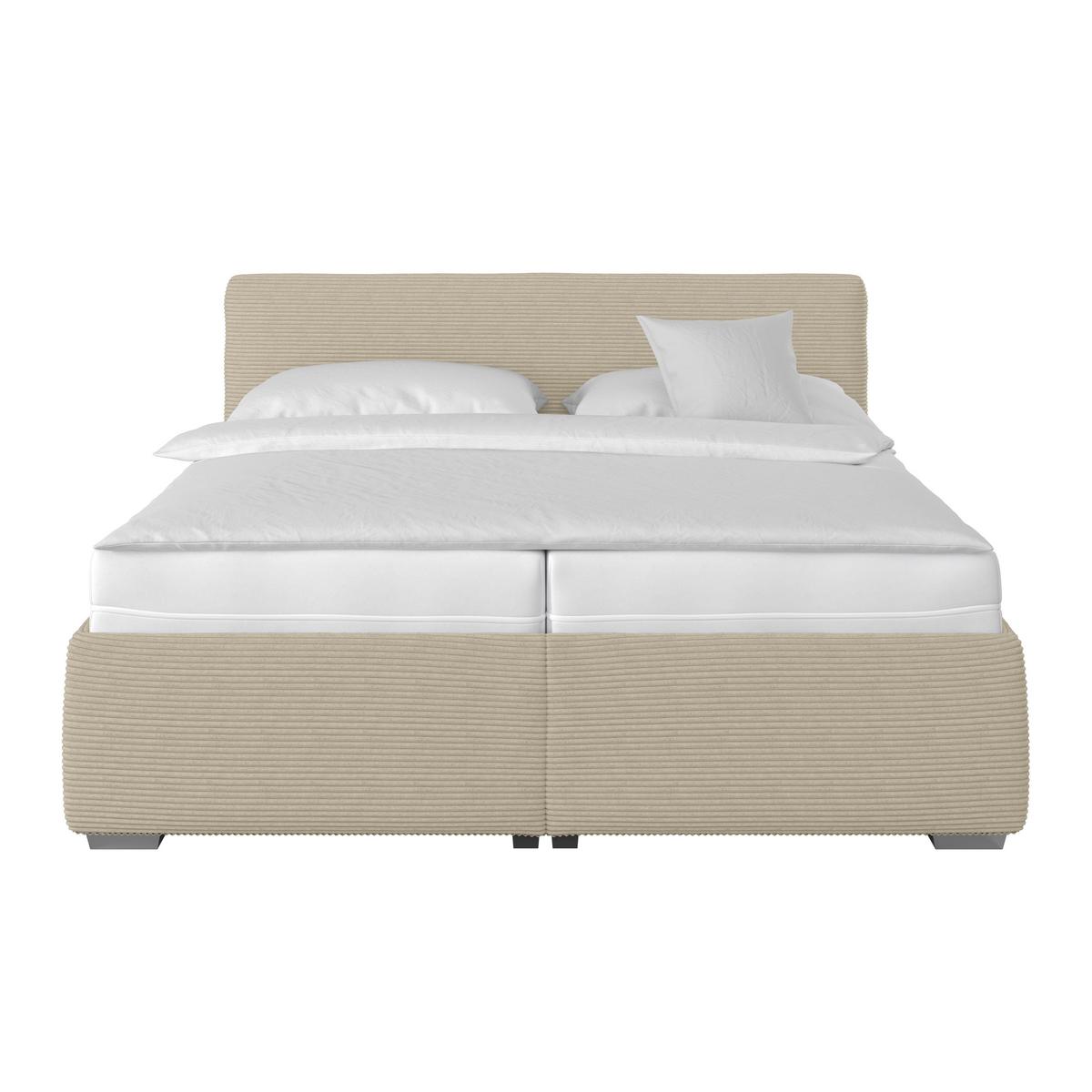 Kárpitozott Ágy Lesia 200/200cm - krémszínű/fehér, Modern, faalapú anyag/textil (200/200cm)