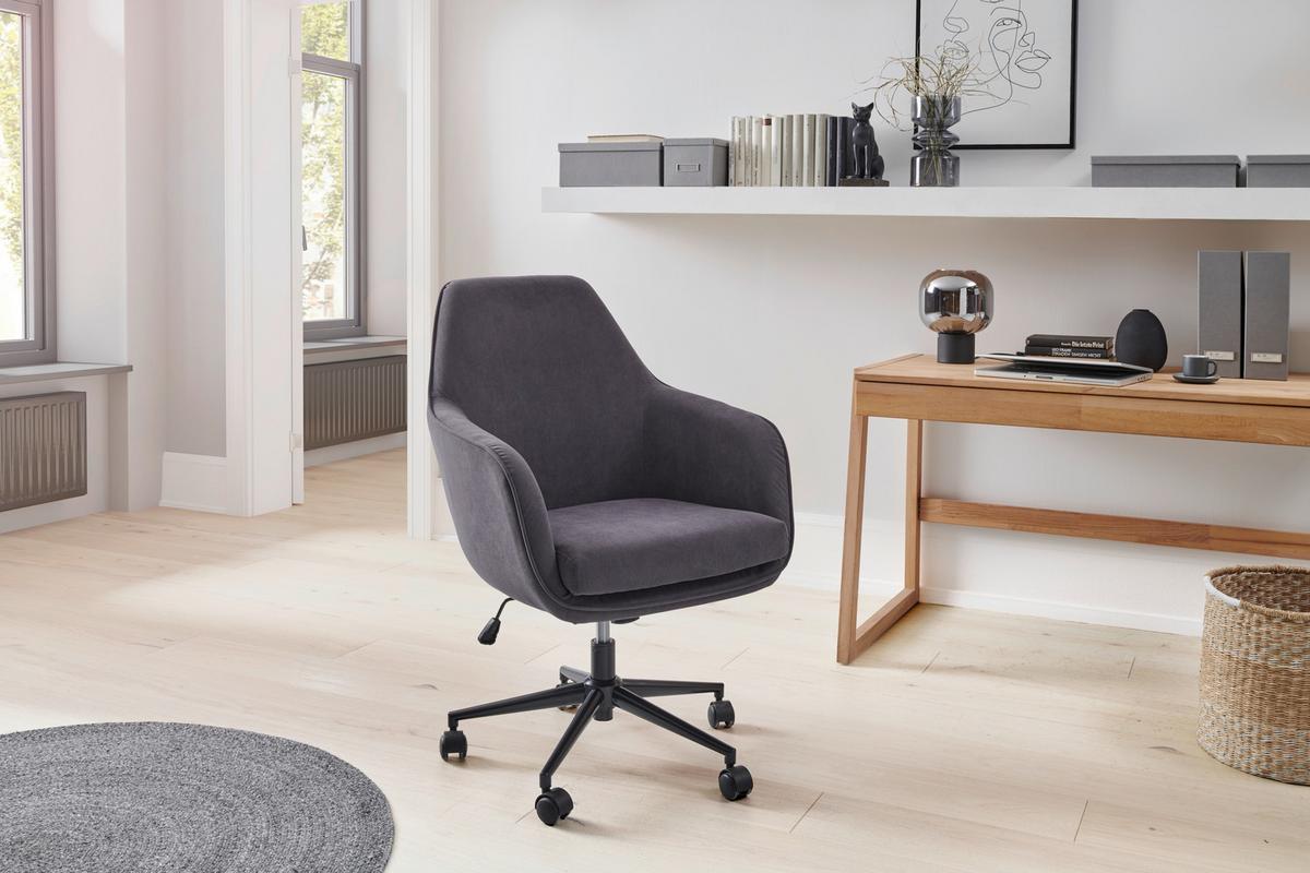 Drehstuhl Columbus - Dunkelgrau/Schwarz, LIFESTYLE, Kunststoff/Textil (63/93-98/71cm) - Livetastic