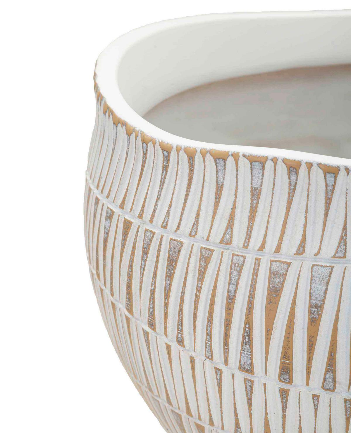 Vase Cachepot Stiky Weiß, Goldfarben B: 26 cm - Goldfarben/Weiß, Basics, Kunststoff (26/20.5/26cm)