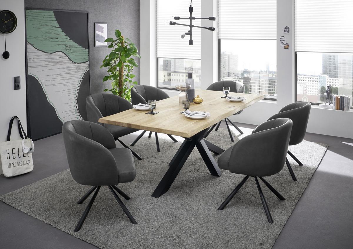 Esstisch Tom - Eichefarben/Schwarz, KONVENTIONELL, Holz/Metall (200/100/76cm) - Livetastic