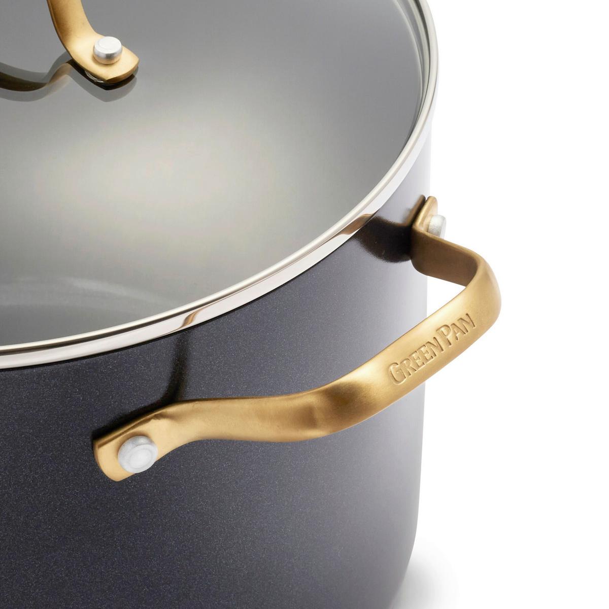 Kochtopfset 6-Teilig. schwarz/Gold - Goldfarben/Schwarz, Basics, Glas/Metall - GreenPan