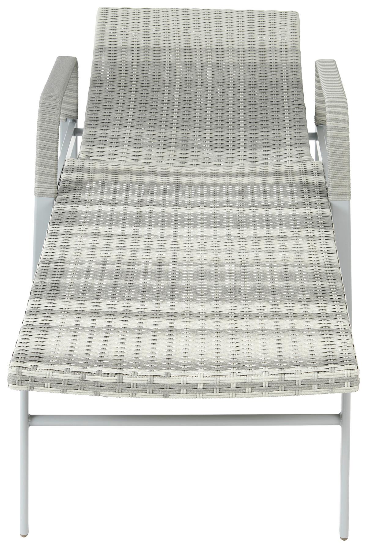 Sonnenliege Maja Aus Polyrattan, verstellbar - Grau, MODERN, Kunststoff/Metall (64.5/52/202cm) - Luca Bessoni