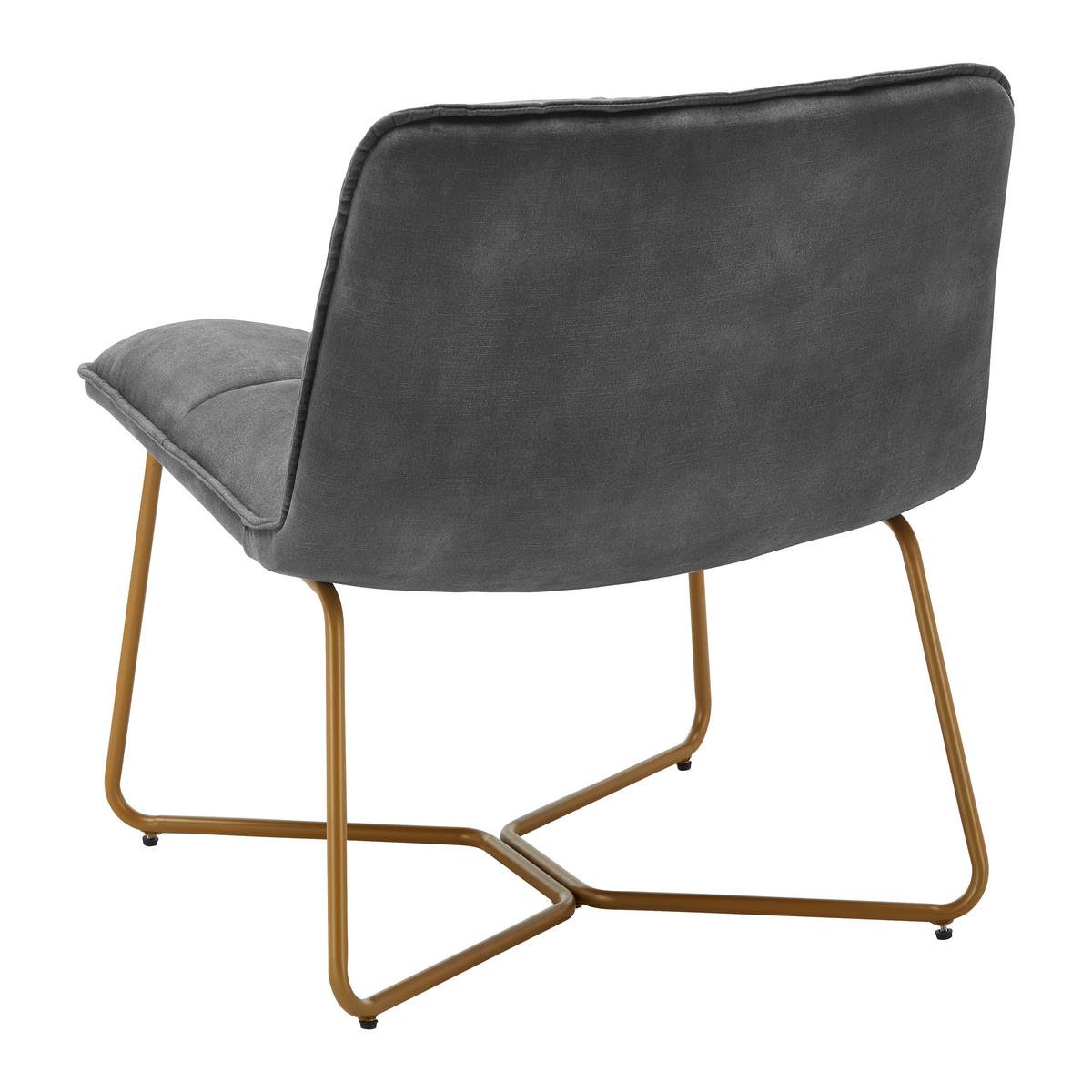 Křeslo ze sametu Rina - šedé - šedá/barvy zlata, Moderní, kov/dřevo (67/76,5/69,5cm) - Bessagi Home