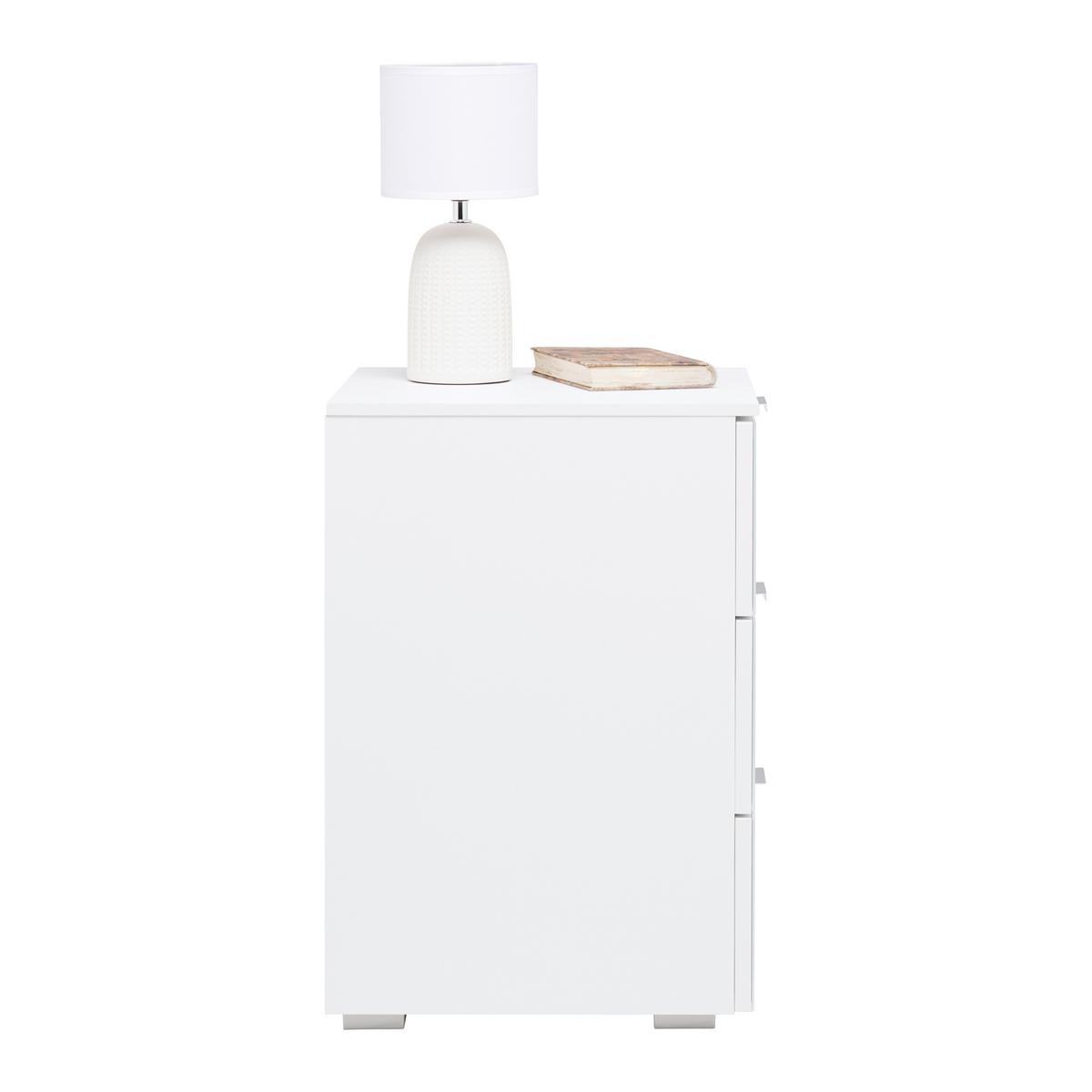 Nočný stolík FIFTY - sivá/biela, Konventionell, kov/kompozitné drevo (40/61/42cm) - Premium Living