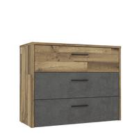 Kommode 100 cm Ricciano, Eiche Dekor/ Dunkelgrau - Eichefarben/Dunkelgrau, MODERN, Holzwerkstoff/Kunststoff (100/80/41,5cm) - MID.YOU